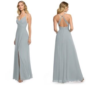 Azazie Davis Dolphin Grey Maxi Dress